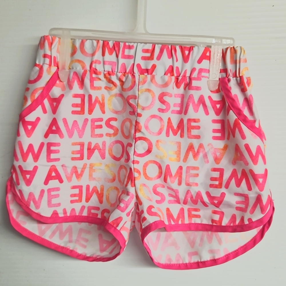 Okie dokie 2T girls polyester white  pink lettering shorts